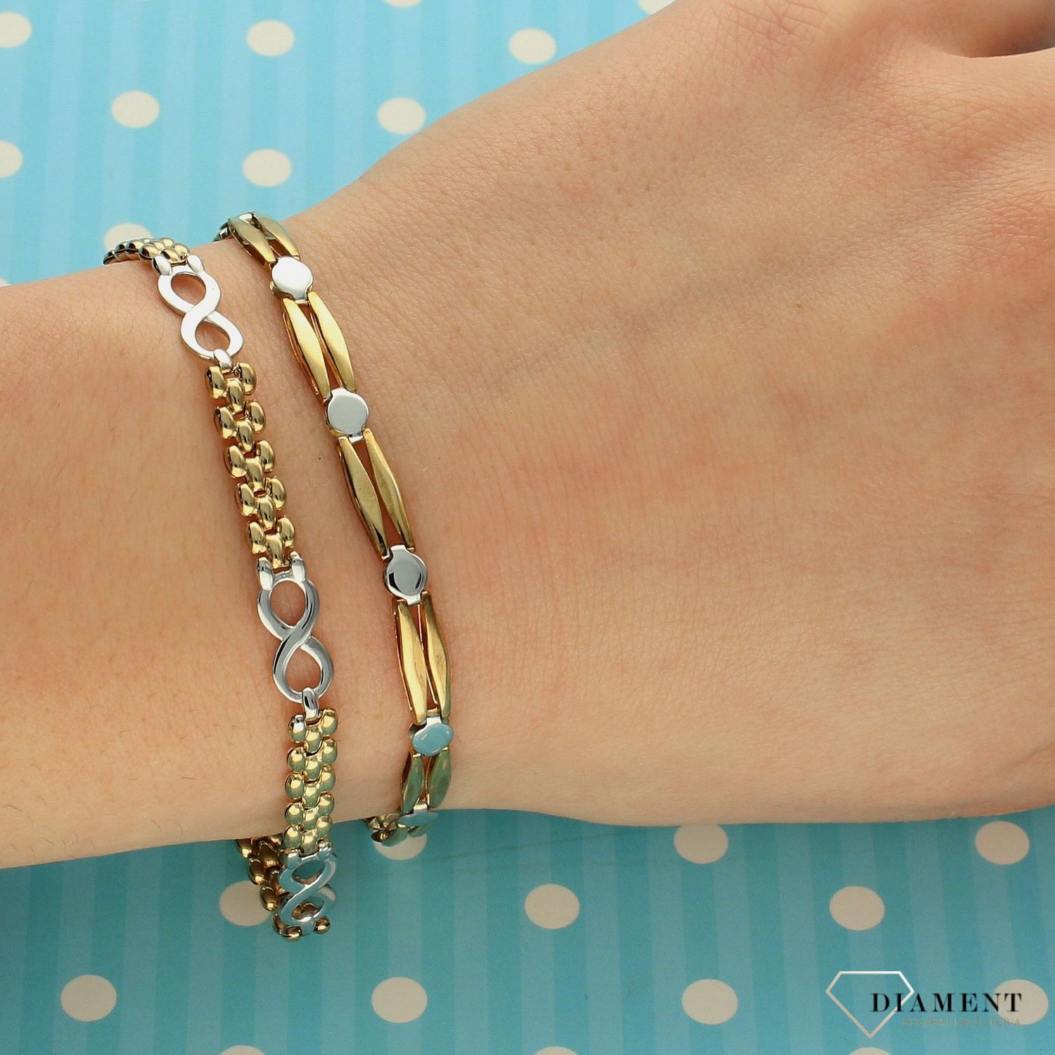 Złota bransoletka próby 333 nieskończoność białe złoto BR 3305.jpg